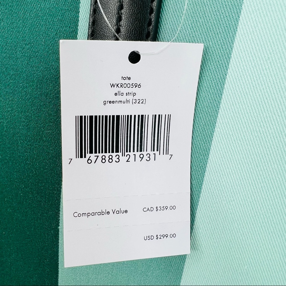 ❗️Sold❗️Kate Spade Plaid Green Stripe Ella Tote - Picture 9 of 9